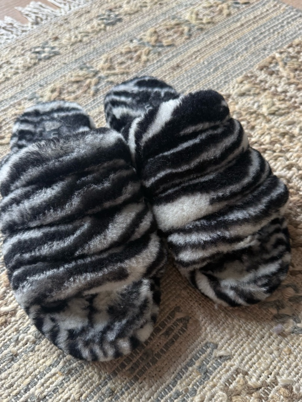 UGG Faux Fur Zebra Print Slide Slippers